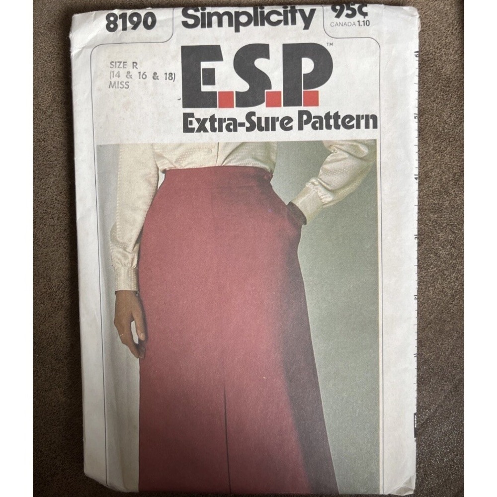 Simplicity Extra Sure Pattern 8190 Long Skirt Cut Complete Size 14-18 Vintage